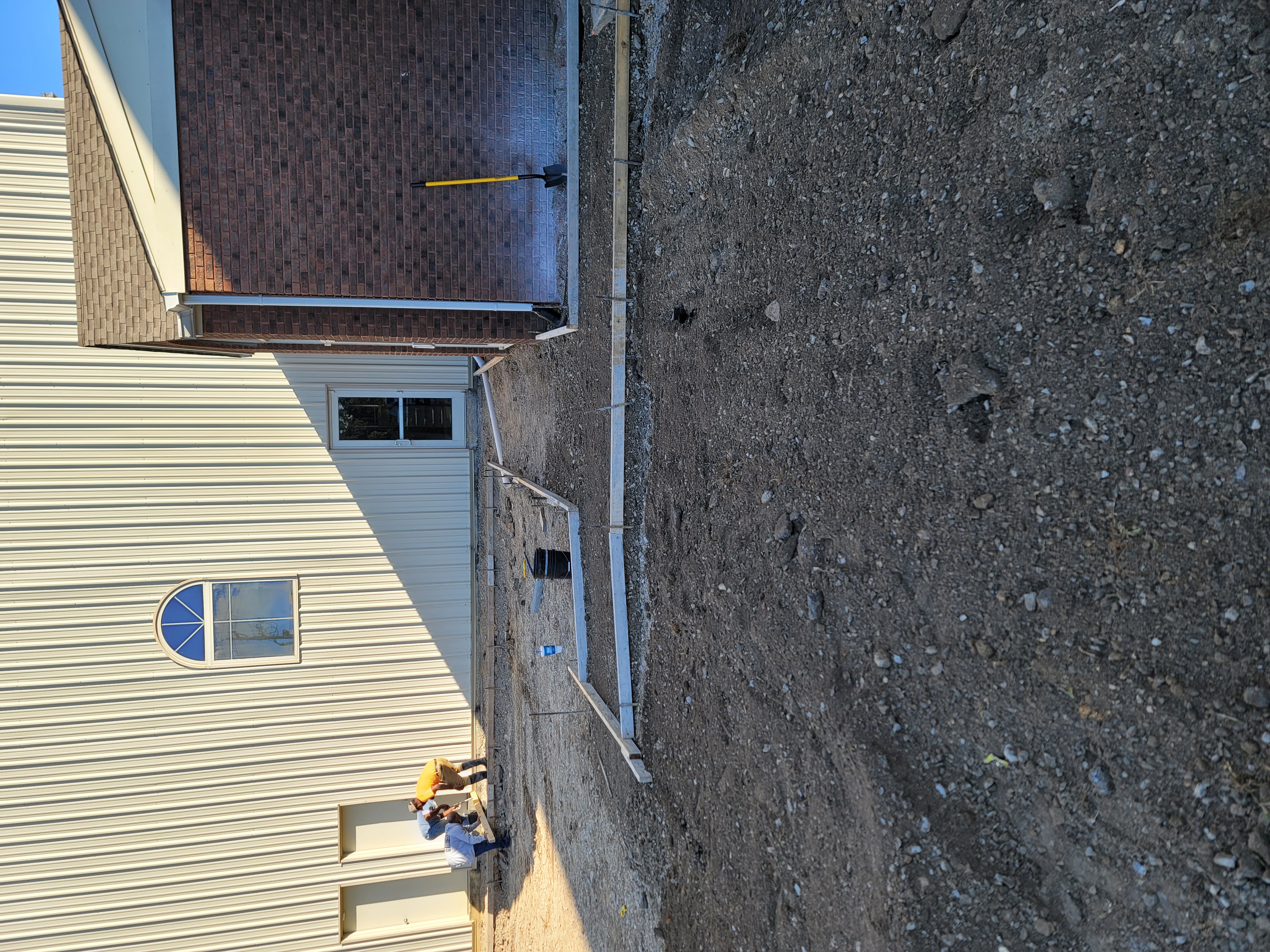 Concrete walkway forms preparation