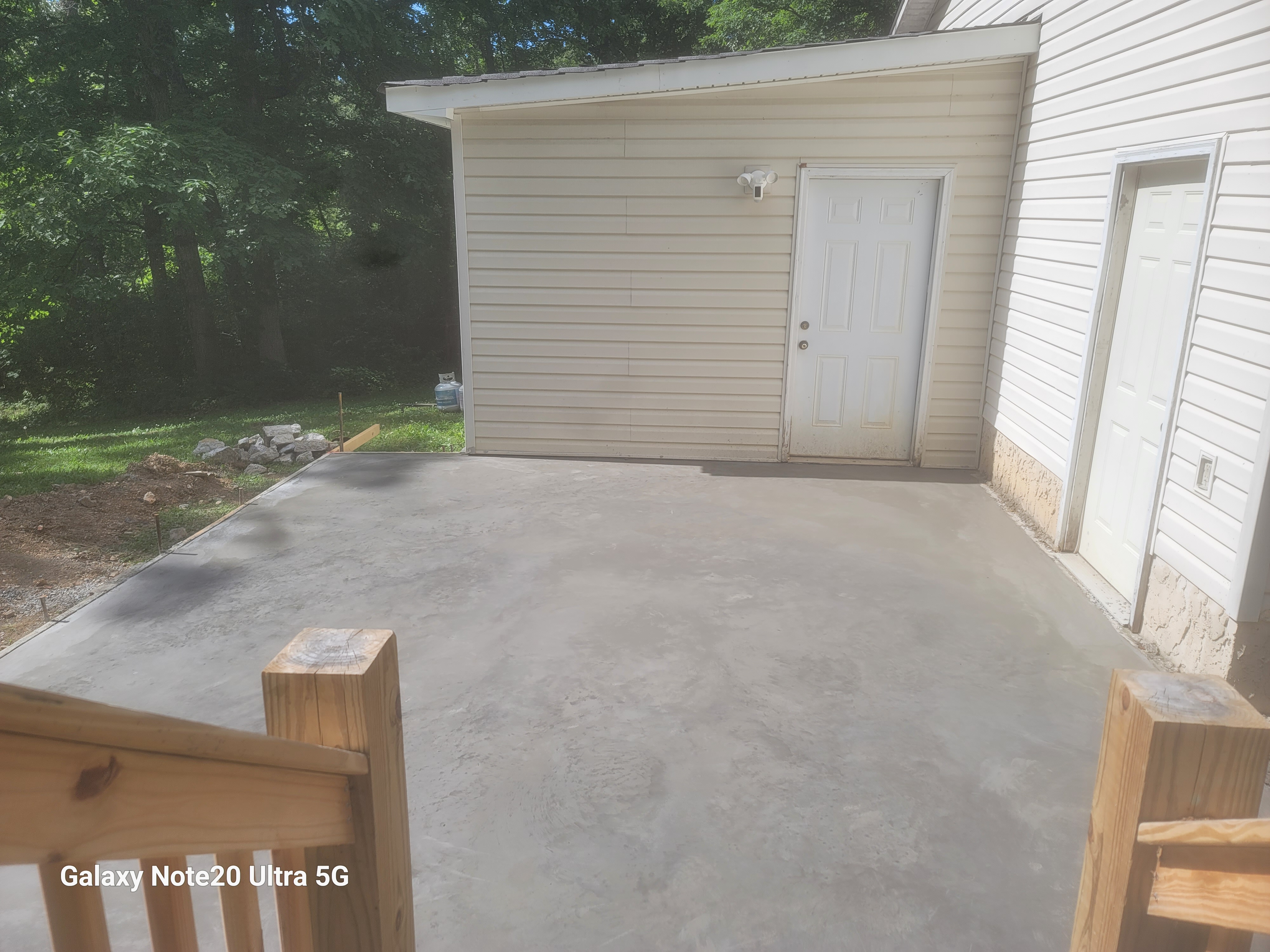 Finished concrete backyard patio