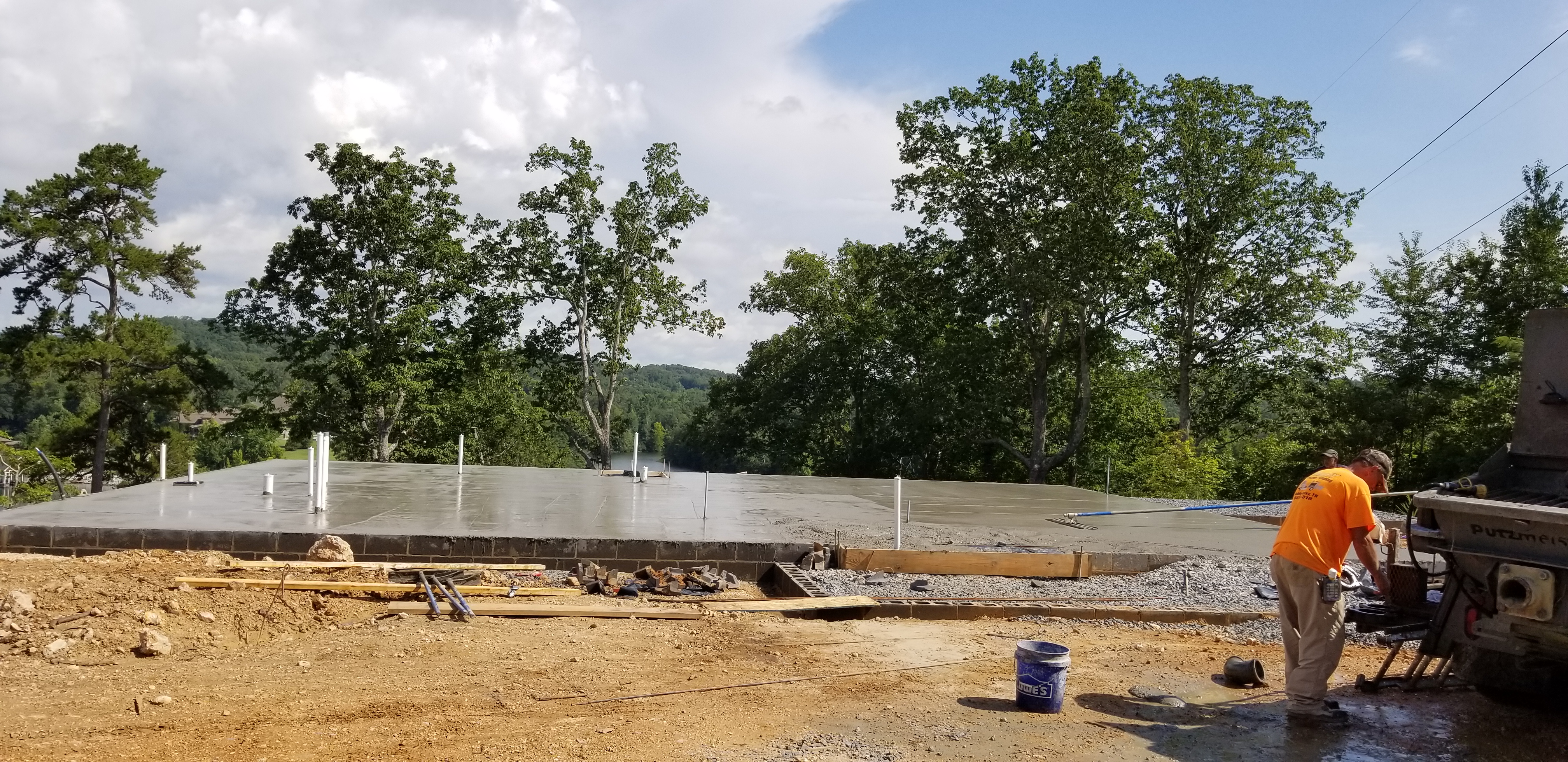 Freshly poured concrete house slab