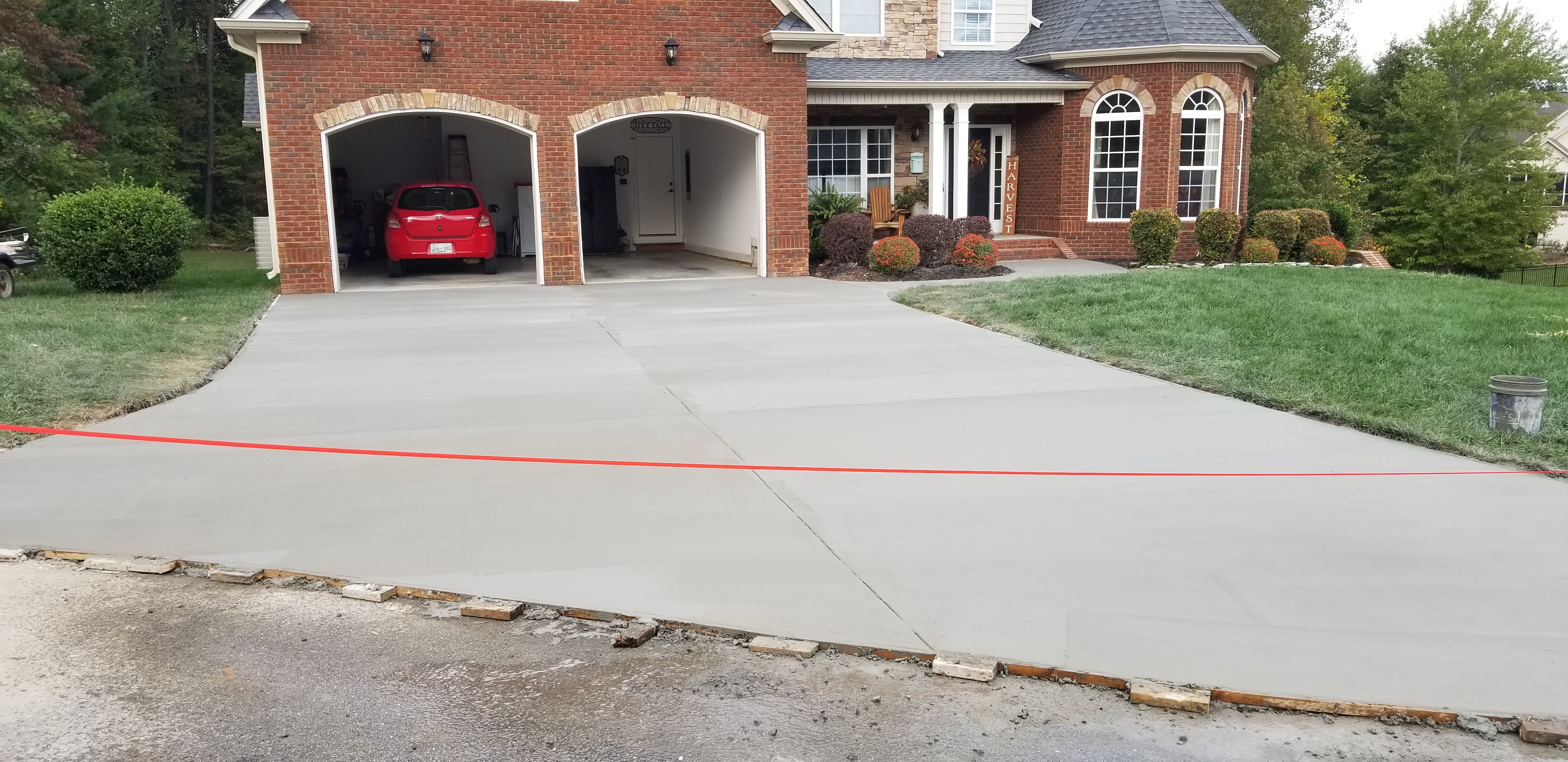 Finished concrete driveway