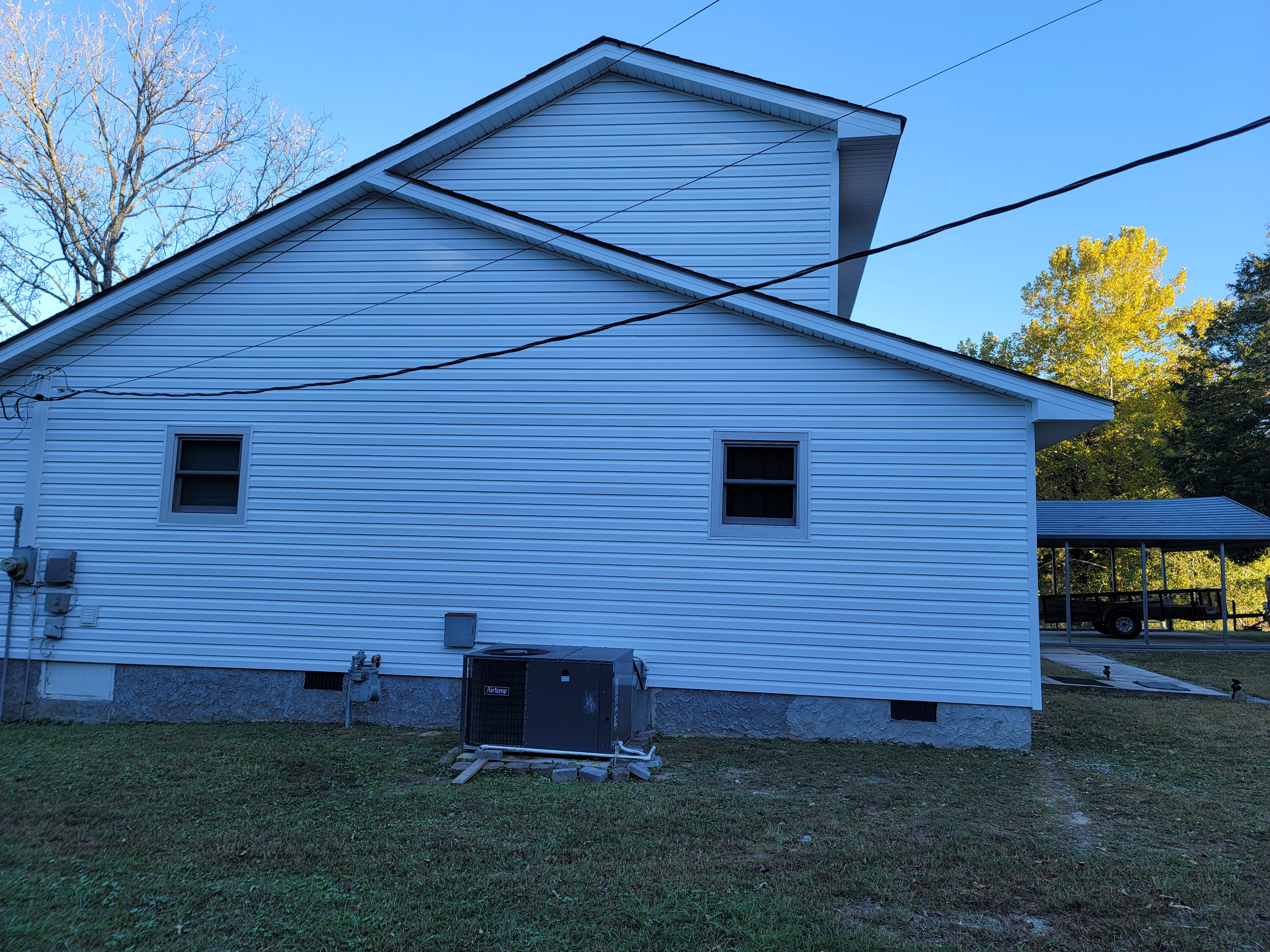 House exterior with white lap siding