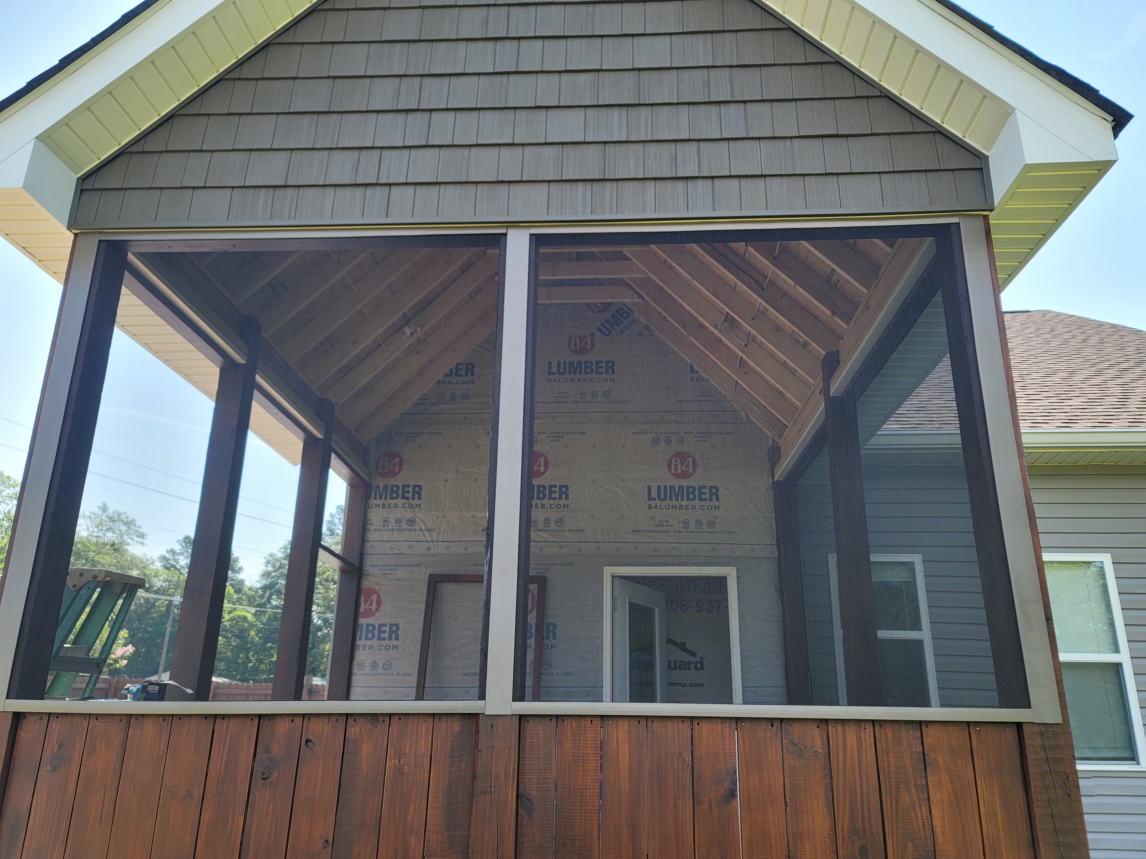 Screened porch exterior front view
